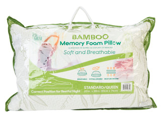 Thumbnail 6: OLIVIA GRAY Memory Foam Bamboo Standard Pillow 