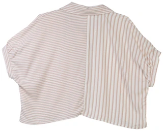 Thumbnail 6: DISCREET Discreet Juniors Short Sleeve Stripe Button Down Crop Top 
