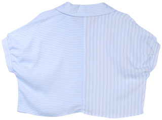 Thumbnail 3: DISCREET Discreet Juniors Short Sleeve Stripe Button Down Crop Top 