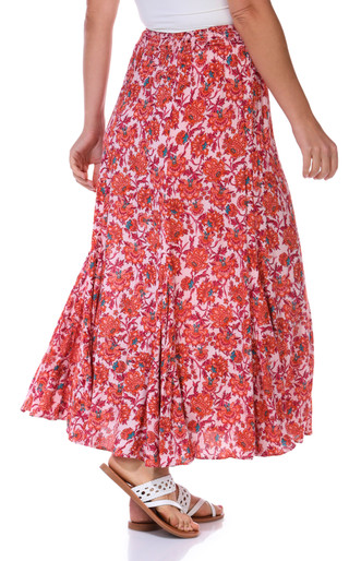 Thumbnail 3: Lola P Lola P Womens Floral Print Smocked Waist Maxi Skirt 