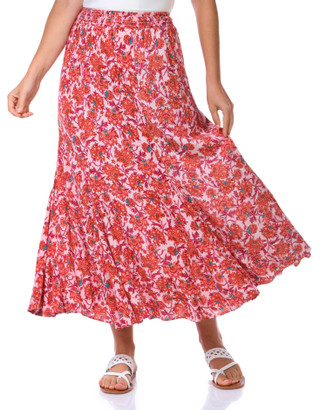 Thumbnail 1: Lola P Lola P Womens Floral Print Smocked Waist Maxi Skirt 