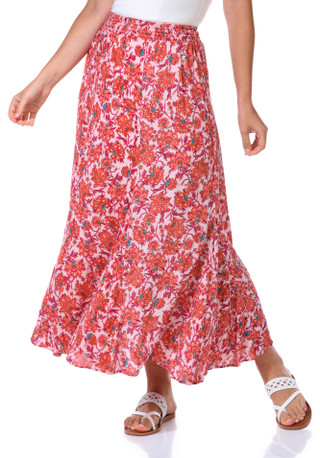 Thumbnail 4: Lola P Lola P Womens Floral Print Smocked Waist Maxi Skirt 