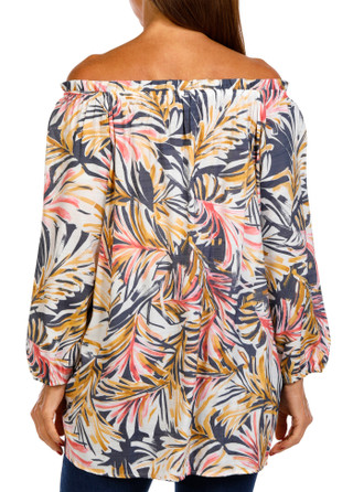 Thumbnail 2: Coral Bay Coral Bay Womens 3/4 Sleeve Keyhole Peasant Tie 