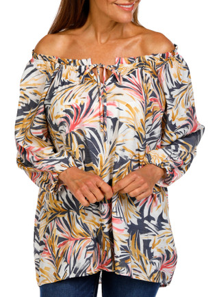 Thumbnail 1: Coral Bay Coral Bay Womens 3/4 Sleeve Keyhole Peasant Tie 