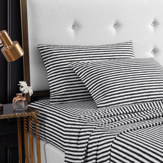 Thumbnail 2: Betsey Johnson Betsey Johnson Sketchy Stripe Sheet Set Black 