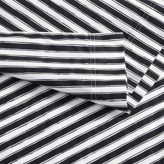 Thumbnail 24: Betsey Johnson Betsey Johnson Sketchy Stripe Sheet Set Black 