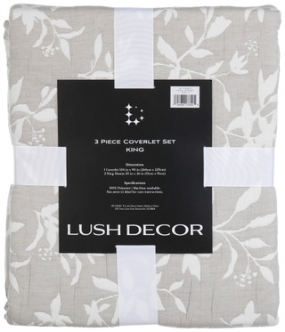Thumbnail 6: LUSH Lush Decor Floral Jacquard 3-Piece Coverlet Set 