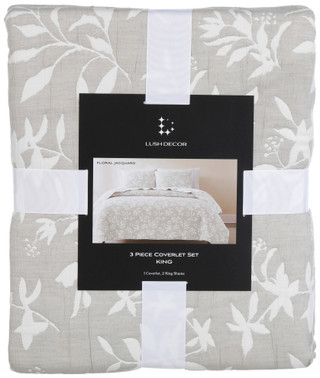 Thumbnail 2: LUSH Lush Decor Floral Jacquard 3-Piece Coverlet Set 