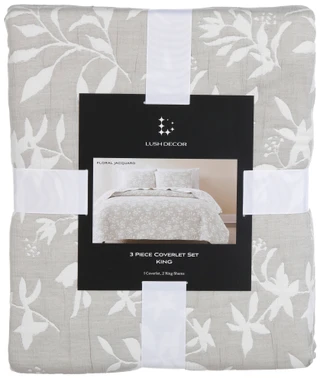 Thumbnail 1: LUSH Lush Decor Floral Jacquard 3-Piece Coverlet Set 