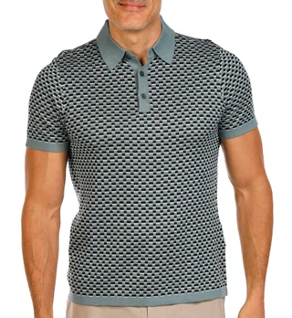 Thumbnail 1: Perry Ellis Perry Ellis Men's Short Sleeve Geo Print Polo 