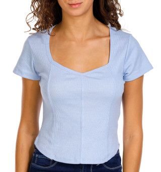 Thumbnail 2: Pink Rose Pink Rose Juniors Short Sleeve Corset Tee 