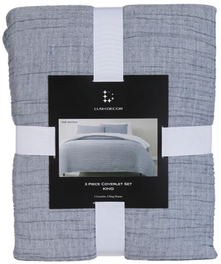 Thumbnail 2: LUSH Lush Decor Top Stitch 3-Piece Coverlet Set 