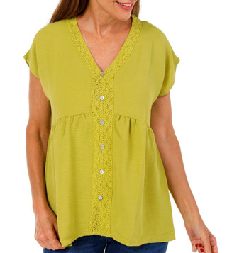 Thumbnail 1: RUNWAY READY Runway Ready Womens Solid Button Down Baby Doll Top 