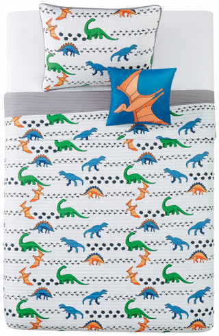 Thumbnail 9: My World My World Kids Dino Tracks Quilt Set 