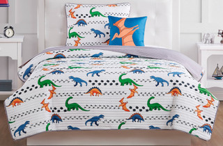 Thumbnail 3: My World My World Kids Dino Tracks Quilt Set 
