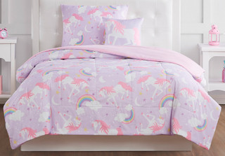 Thumbnail 3: My World My World Kids Rainbow Unicorn Comforter Set 