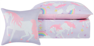 Thumbnail 12: My World My World Kids Rainbow Unicorn Comforter Set 