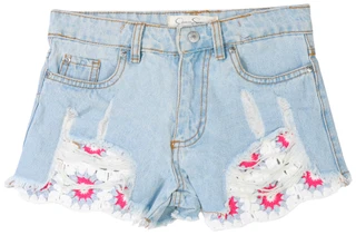 Thumbnail 2: Jessica Simpson Jessica Simpson Big Girls Crochet Accent Denim Shorts 