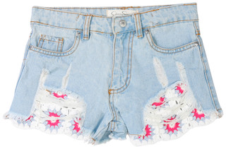 Thumbnail 1: Jessica Simpson Jessica Simpson Big Girls Crochet Accent Denim Shorts 