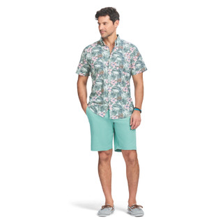 Thumbnail 10: IZOD IZOD Men's Chambray Green Pink Short Sleeve Buttoned Shirt 