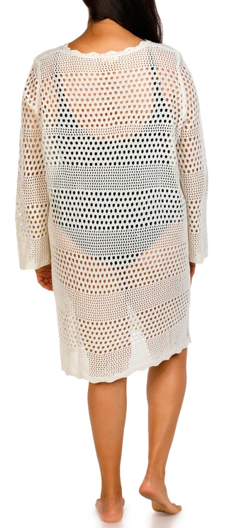 Thumbnail 2: TIDAL WAVE Tidal Wave Plus Long Sleeve Crochet Cover Up Dress 