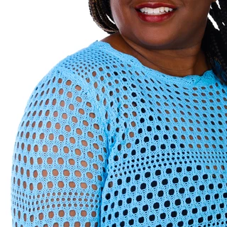 Thumbnail 5: TIDAL WAVE Tidal Wave Plus Long Sleeve Crochet Cover Up Dress 