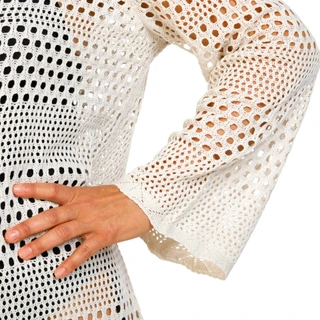 Thumbnail 3: TIDAL WAVE Tidal Wave Plus Long Sleeve Crochet Cover Up Dress 