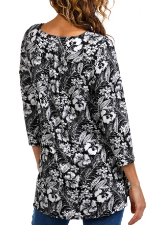 Thumbnail 2: Khakis & Co Khakis & Co Petite 3/4 Sleeve Print Top 