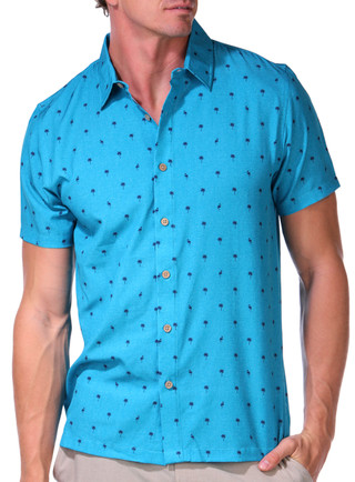 Thumbnail 4: PROJEK RAW Men's Short Sleeve Flamingo Button Down Top 