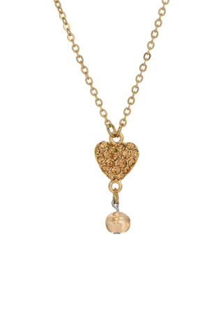 Thumbnail 1: 1928 Jewelry 1928 Jewelry Gold Tone Heart Bead Drop Necklace 