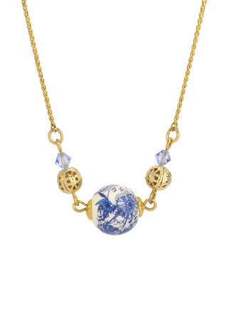 Thumbnail 1: 1928 Jewelry 1928 Jewelry Round Blue & Gold Bead Necklace 
