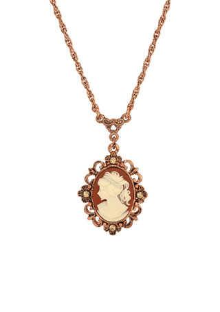 Thumbnail 1: 1928 Jewelry 1928 Jewelry Oval Cameo Crystal Necklace 