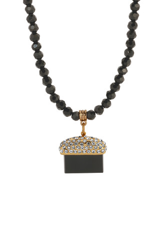 Thumbnail 1: 1928 Jewelry Black Bead Onyx Stone Necklace 
