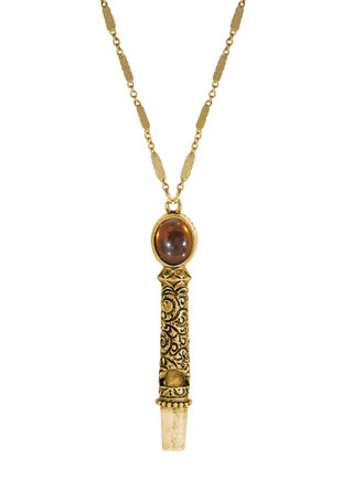 Thumbnail 1: 1928 Jewelry Gold Tone Topaz Crystal Whistle Necklace 