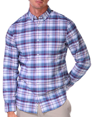 Thumbnail 1: PENGUIN Penguin Men's Long Sleeve Roadmap Plaid Shirt 