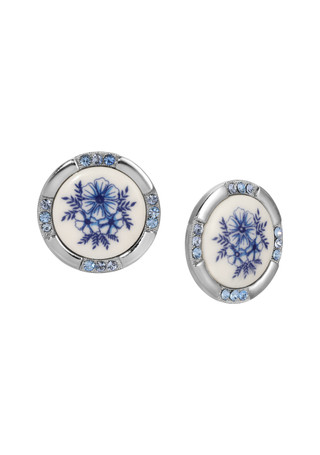 Thumbnail 1: 1928 Jewelry 1928 Jewelry Round Blue Floral Crystal Stud Earrings 
