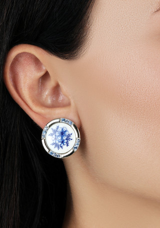 Thumbnail 2: 1928 Jewelry 1928 Jewelry Round Blue Floral Crystal Stud Earrings 