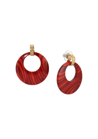 Thumbnail 1: 1928 Jewelry 1928 Jewelry Gold Tone Burgundy Hoop Earrings 