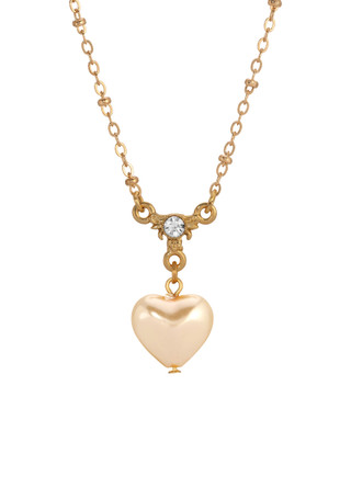 Thumbnail 1: 1928 Jewelry 1928 Jewelry Gold Tone Crystal Heart Necklace 
