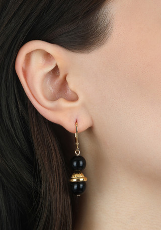 Thumbnail 2: 1928 Jewelry 1928 Jewelry Jet & Gold Bead Leverback Drop Earrings 
