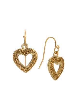Thumbnail 1: 1928 Jewelry 1928 Jewelry Gold Tone Heart Bead Drop Wire Earrings 