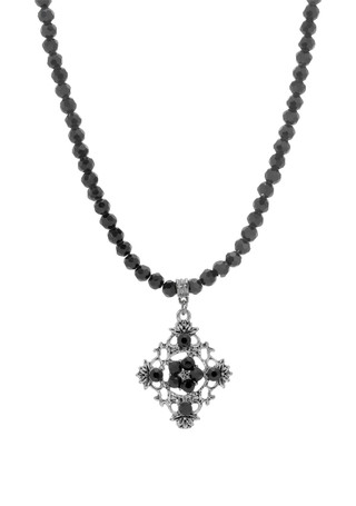 Thumbnail 1: 1928 Jewelry 1928 Jewelry Black Filigree Drop Necklace 