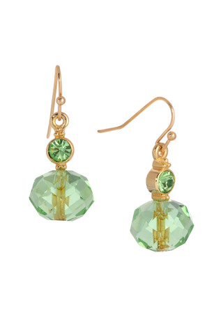Thumbnail 1: 1928 Jewelry 1928 Jewelry Gold Tone Green Bead Drop Earrings 