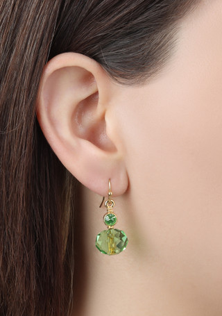 Thumbnail 2: 1928 Jewelry 1928 Jewelry Gold Tone Green Bead Drop Earrings 