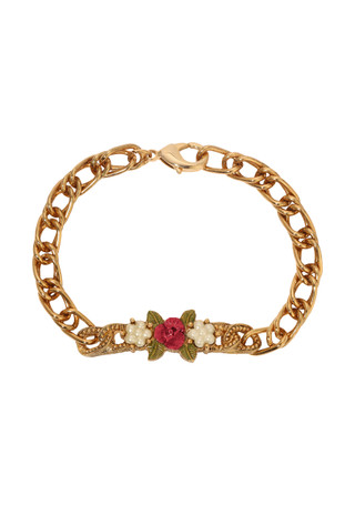 Thumbnail 1: 1928 Jewelry 1928 Jewelry Faux Pearl Red Rose ID Bracelet 