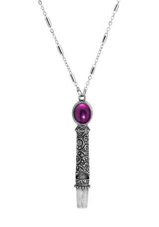 Thumbnail 1: 1928 Jewelry 1928 Jewelry Silver Tone Oval Stone Whistle Necklace 