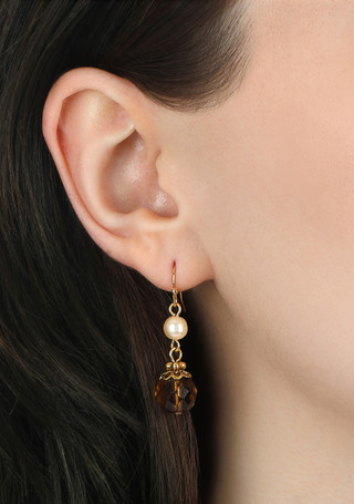 Thumbnail 2: 1928 Jewelry 1928 Jewelry Faux Pearl Topaz Double Drop Earrings 