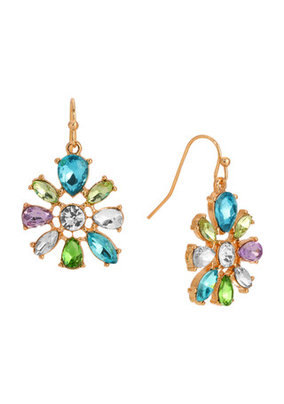 Thumbnail 1: 1928 Jewelry 1928 Jewelry Round Multi Color Stone Wire Earrings 