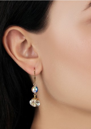 Thumbnail 2: 1928 Jewelry Round Crystal AB Double Drop Earrings 