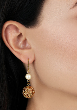 Thumbnail 2: 1928 Jewelry Faux Pearl Filigree Bead Drop Earrings 